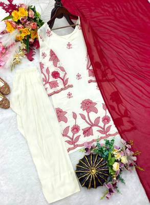 Off-white cotton poly embroidered kurta set 2