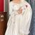 White silk blend embroidered anarkali set