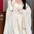 White silk blend embroidered anarkali set