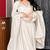 White silk blend embroidered anarkali set