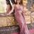 pink pure georgette embellished sequinned party wear saree