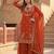 Dark-orange faux georgette embroidered palazzo set