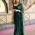 green pure georgette embellished sequinned party wear saree