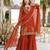 Dark-orange faux georgette embroidered palazzo set