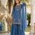 Blue faux georgette embroidered palazzo set