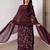 Dark-brown faux georgette embroidered palazzo set