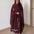 Dark-brown faux georgette embroidered palazzo set
