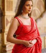 Pure georgette embellished sequinned party wear saree