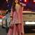 Pink silk blend embroidered palazzo set