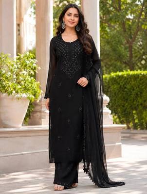 Black georgette embroidered palazzo set 2