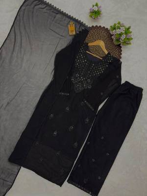 Black georgette embroidered palazzo set 3