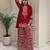 Red faux georgette embroidered palazzo set