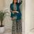 Teal faux georgette embroidered palazzo set
