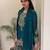 Teal faux georgette embroidered palazzo set