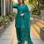Teal-green silk blend embroidered farshi salwar set