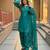 Teal-green silk blend embroidered farshi salwar set
