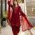 Maroon silk blend embroidered farshi salwar set