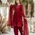 Maroon silk blend embroidered farshi salwar set