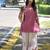 Pink silk blend embroidered palazzo set