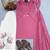 Pink silk blend embroidered palazzo set