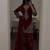Maroon faux georgette embroidered kurta set