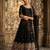 Black faux georgette embroidered flared gown set