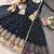 Black faux georgette embroidered flared gown set