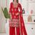 Red faux georgette embroidered palazzo set