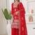 Red faux georgette embroidered palazzo set