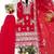Red faux georgette embroidered palazzo set