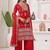 Red faux georgette embroidered palazzo set