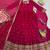 Magenta silk blend embroidered flared gown set