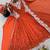 Orange faux georgette embroidered flared gown set