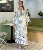 White silk blend embroidered kurta set