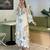 White silk blend embroidered kurta set