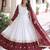 White silk blend embroidered flared gown set