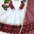 White silk blend embroidered flared gown set
