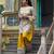 White crepe printed farshi salwar set