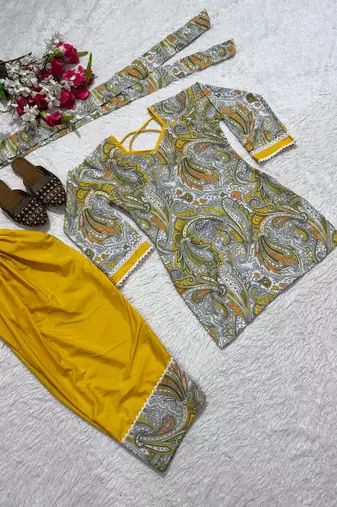 White crepe printed farshi salwar set