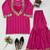 Dark-magenta silk blend embroidered sharara set