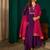 Dark-purple silk blend embroidered kurta set