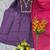 Dark-purple silk blend embroidered kurta set