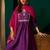 Dark-purple silk blend embroidered kurta set
