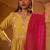 Yellow silk blend embroidered kurta set