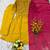 Yellow silk blend embroidered kurta set