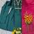 Green silk blend embroidered kurta set