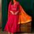 Rani-pink silk blend embroidered kurta set