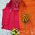 Rani-pink silk blend embroidered kurta set