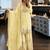 Yellow faux georgette embroidered sharara set