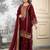 Wine silk blend embroidered sharara set